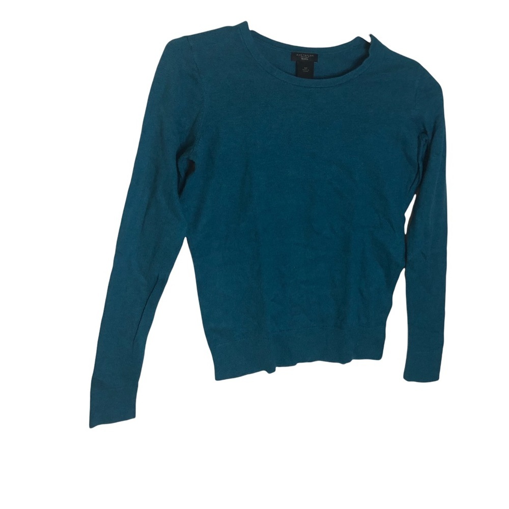Ann Taylor Factory Petite Teal Crewneck Sweater SP